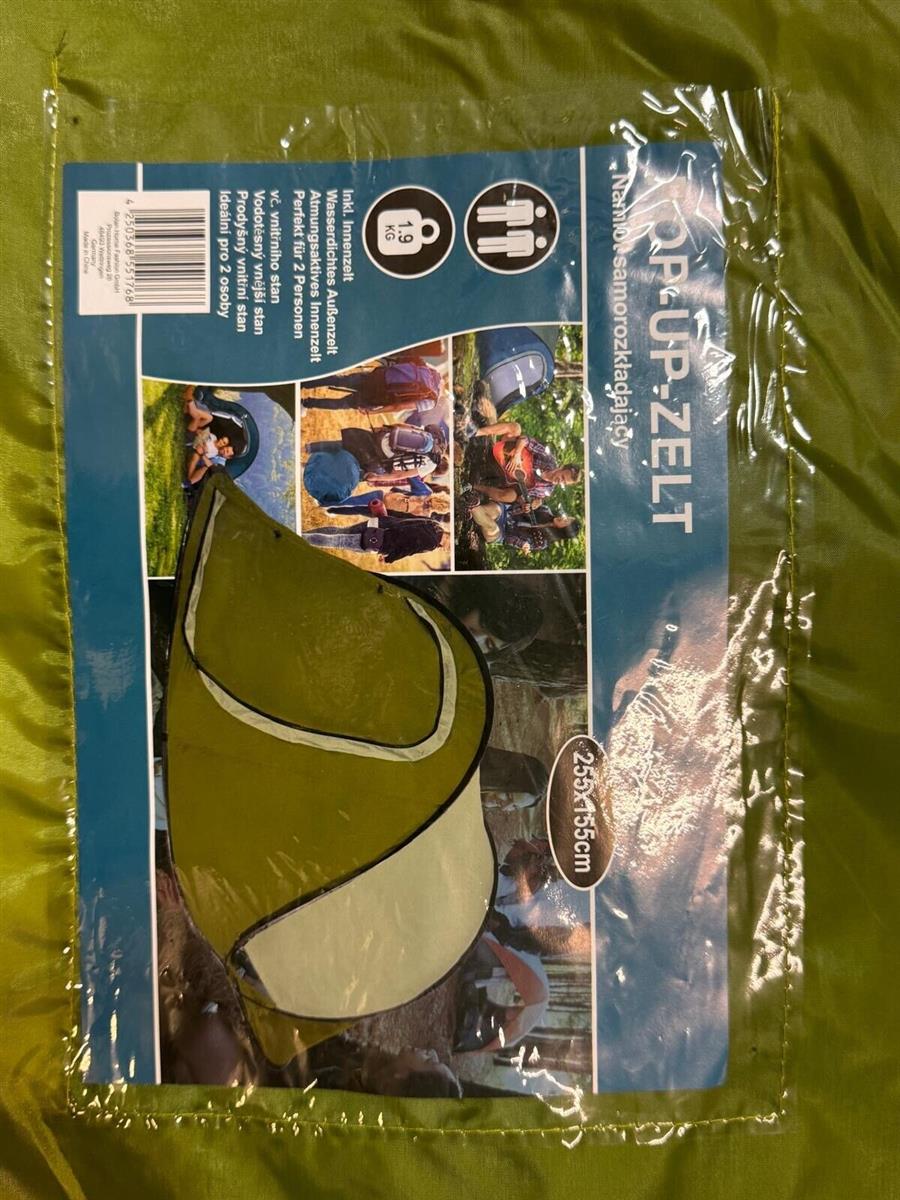 POP UP ZELT 255 x 155 cm Grün Camping outdoor