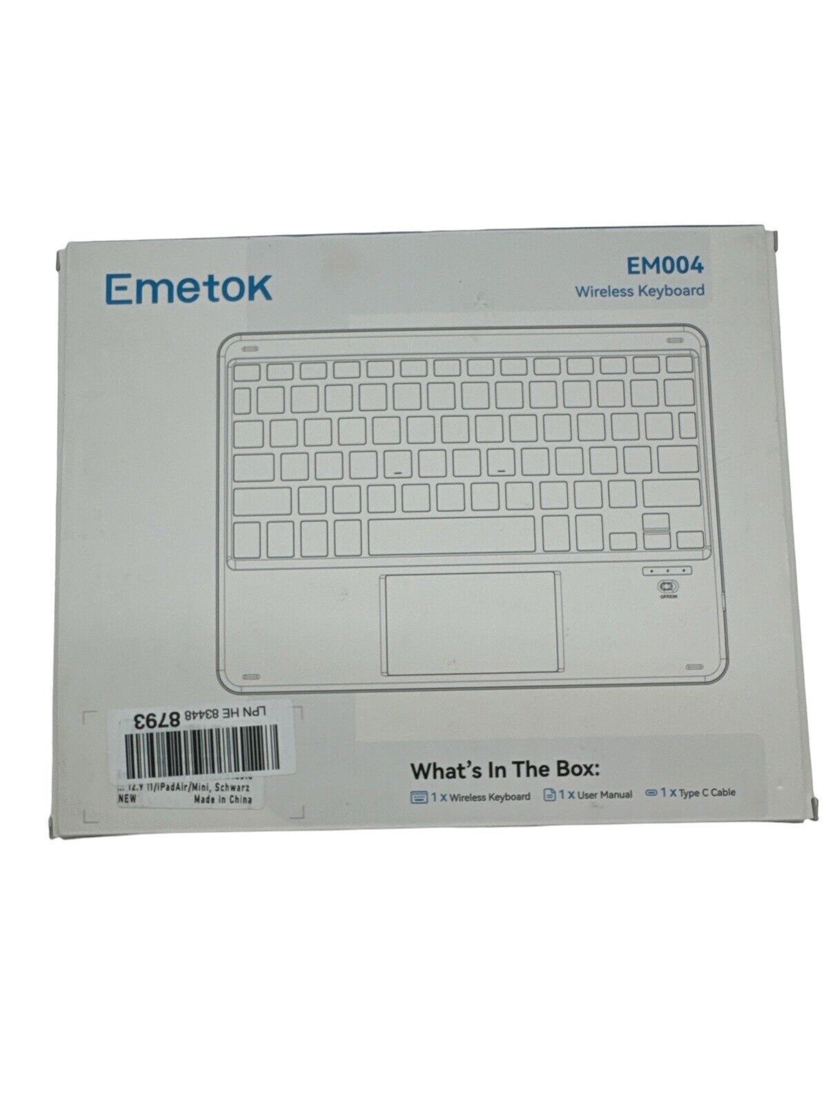 Emetok Deutsche Bluetooth Tastatur für iPad Air/iPad Pro/Mini/iPad 10,9/10,2/9,7