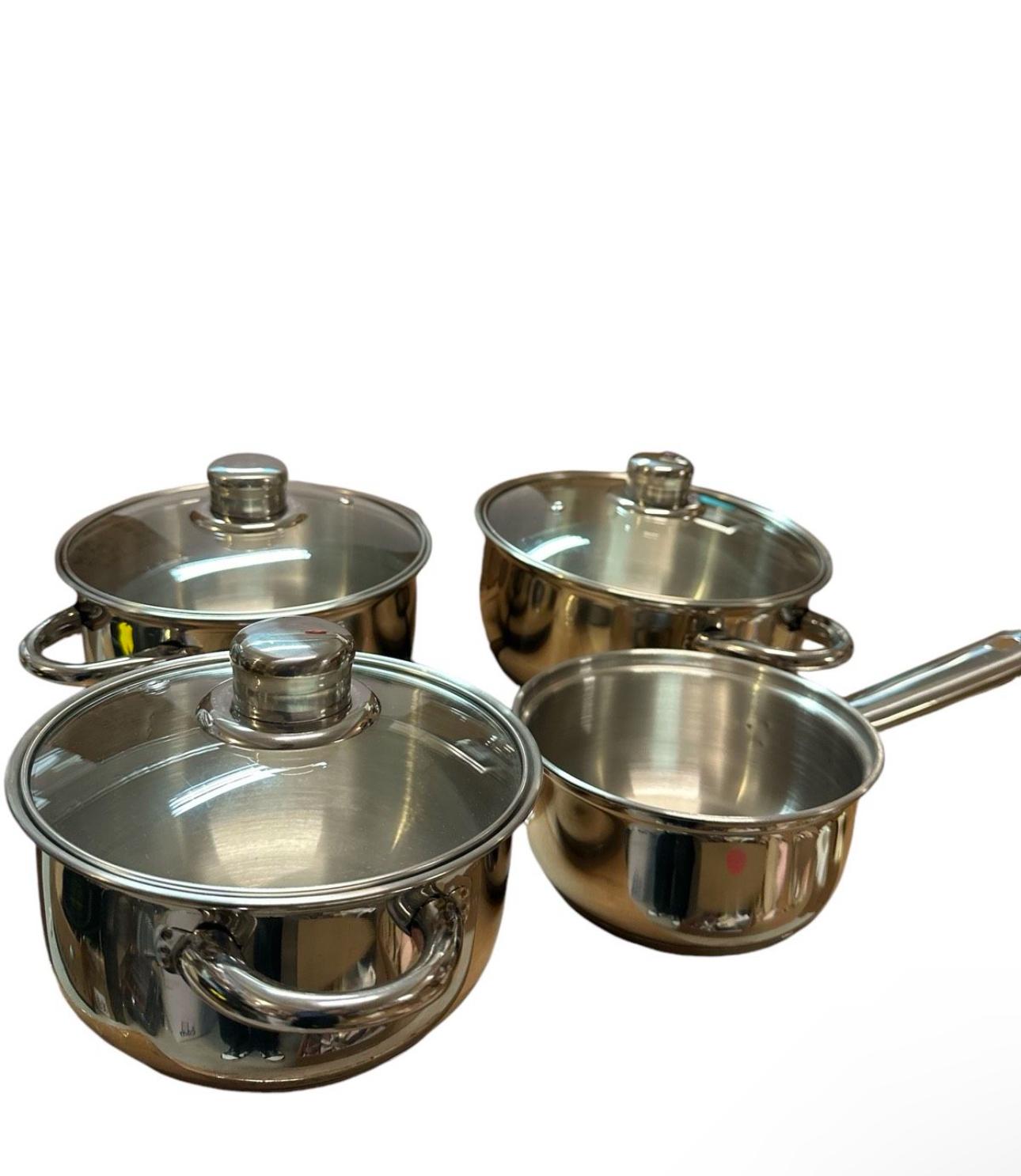 HI Kochtopfset Silber Edelstahl 7 Tlg