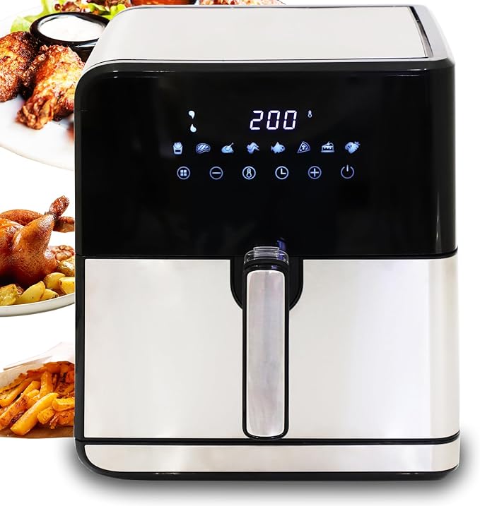 DMS XXL 8 Liter Heißluftfritteuse mit Digitalem Touch Display