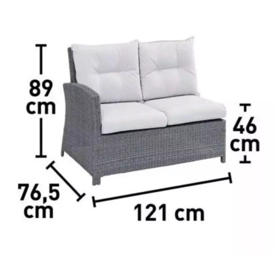 Cleburne Gartengarnitur 600297 Polyrattan Lounge Set 7 teilige Grau