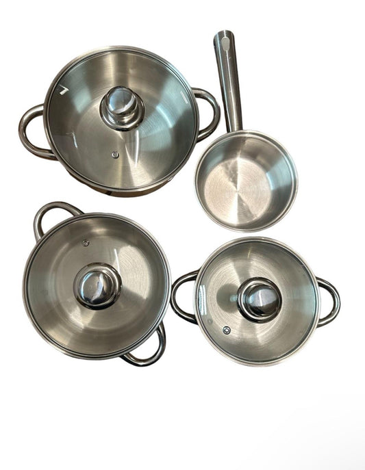 HI Kochtopfset Silber Edelstahl 7 Tlg