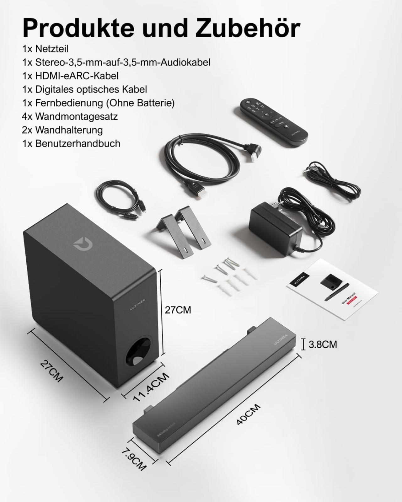 Soundbar mit Subwoofer ULTIMEA Nova S50 2.1 Dolby Atmos 3D Surround Sound System