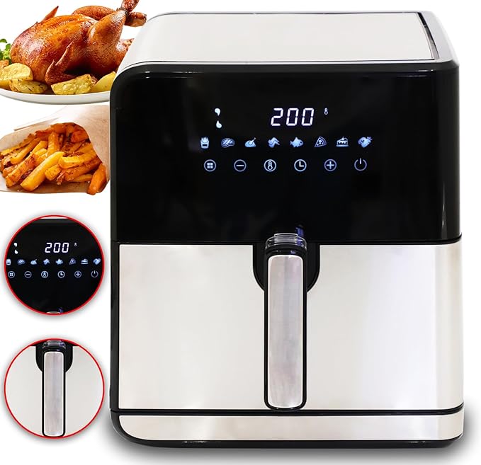 DMS XXL 8 Liter Heißluftfritteuse mit Digitalem Touch Display