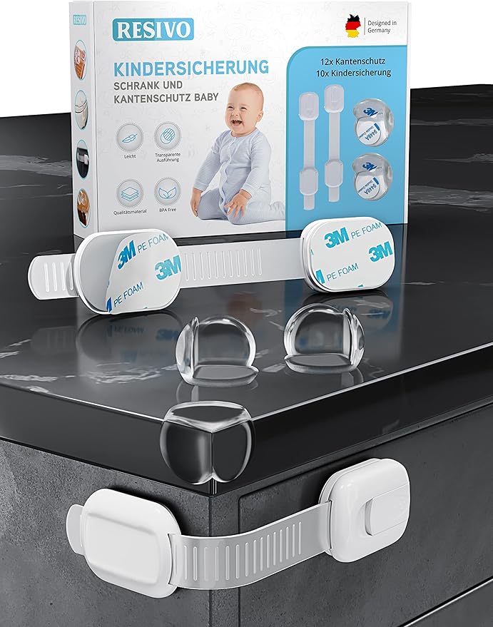 Kindersicherung, Schrankschutz und Kantenschutz für Baby und Kind, 3M,
