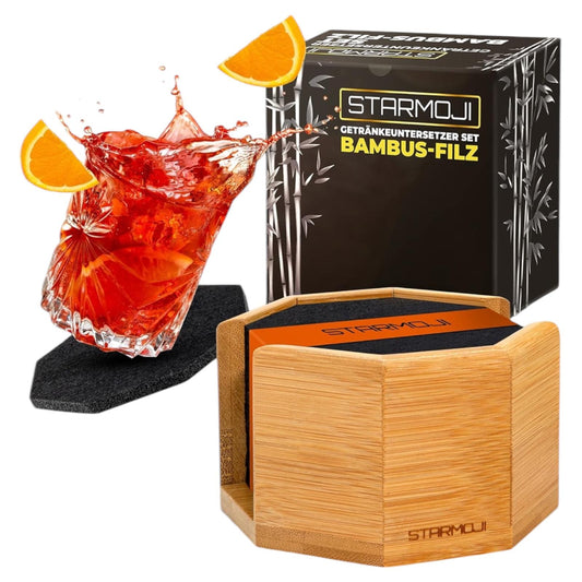 Starmoji® Premium Untersetzer für Gläser 10 STK inkl.Bambusbox