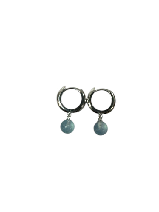 Engelsrufer Damen Creole aus Sterling Silber mit Blauer Achat Perle Kraftstein Anhänger