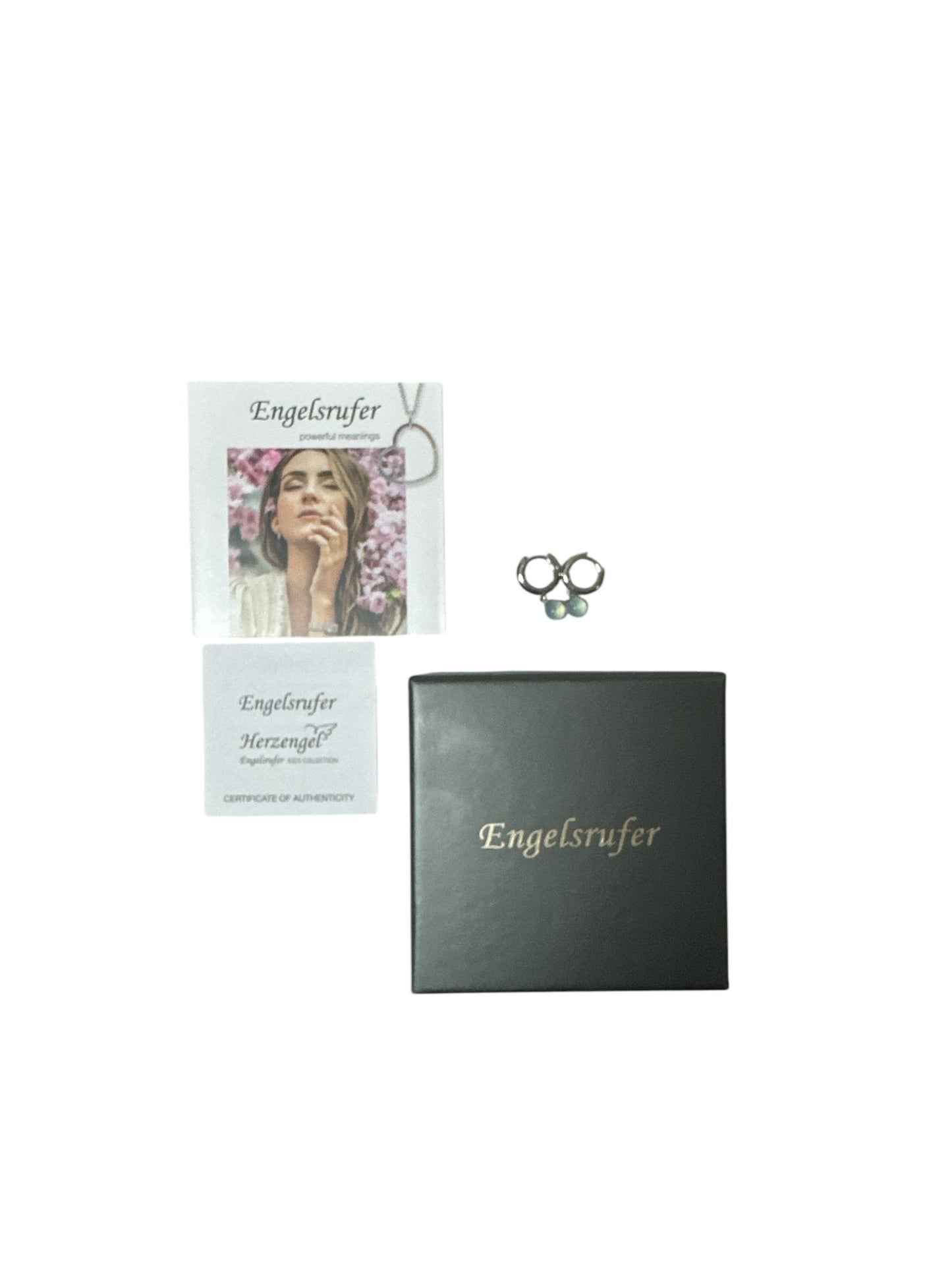 Engelsrufer Damen Creole aus Sterling Silber mit Blauer Achat Perle Kraftstein Anhänger