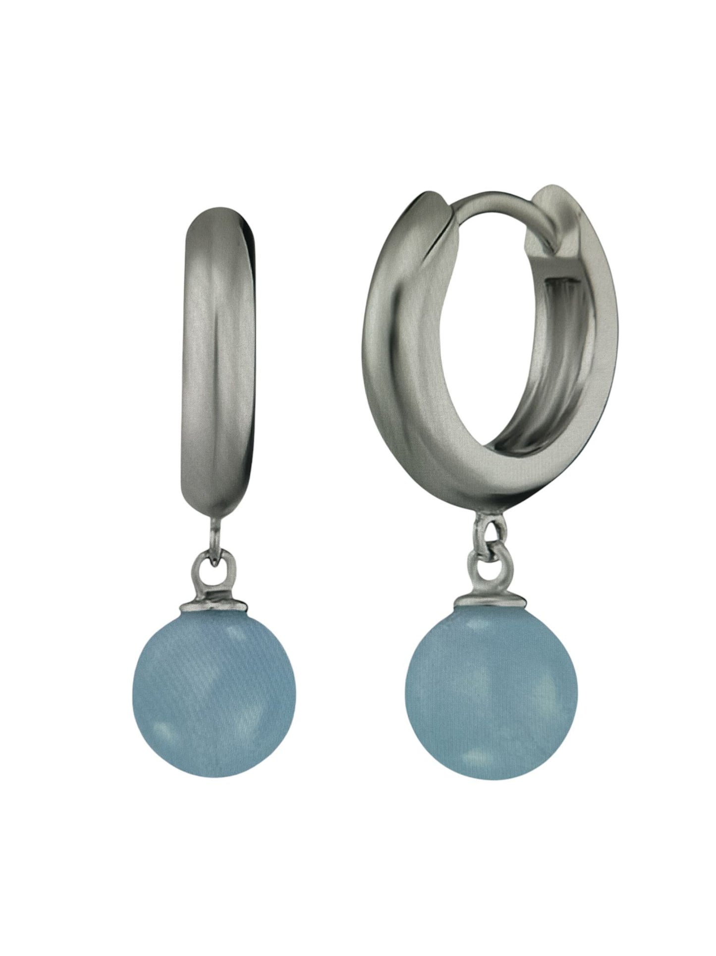 Engelsrufer Damen Creole aus Sterling Silber mit Blauer Achat Perle Kraftstein Anhänger